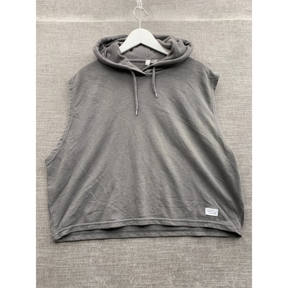 H&M Divided Hoodie Womens 2XL Charcoal Gray Pullover Fleece Lined Sleeveless